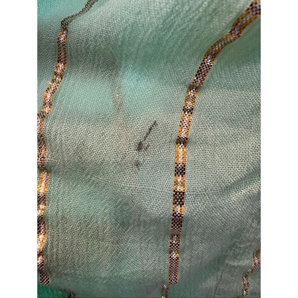 Zury Pastel Pink Mint Green Gold Metallic Stripe Wrap Ruffle Boho Maxi Dress OS - Picture 7 of 8